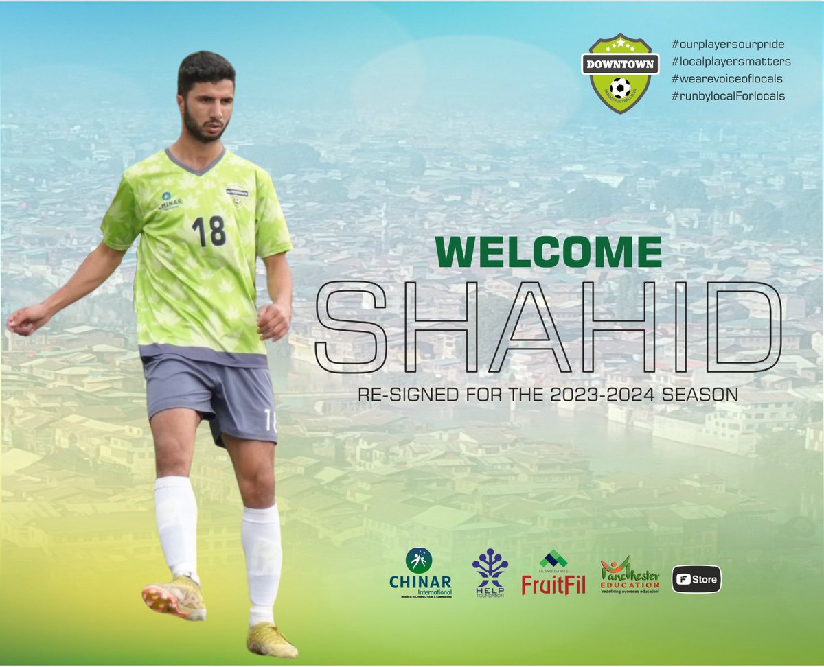DowntownHFC's tweet photo. ✅ Deal Done ✅

Our Defensive-wall Shahid Nazir  has extended his contract with the club for another season 2023-24 💪🏻

Welcome Back Shahid 😎

#Localplayermatters
#Runbylocals | #Forlocals 
@JKSportsCouncil @jkfaofficial @IndianFootball @HELPFoundJK97 @officialCHINAR https://t.co/k0frRB4K52