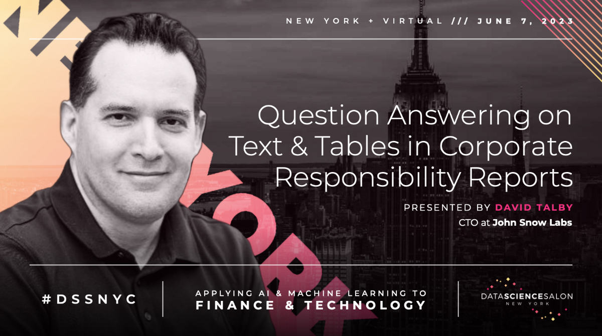 DataSciSalon's tweet image. We are thrilled to have @davidtalby CTO at @JohnSnowLabs back as a speaker at #DSSNYC
David is the creator of #sparknlp – the world’s most widely used natural language processing library in the enterprise 👏
ONLY 50 in-person tickets left --> lnkd.in/emU6FMTJ
David…