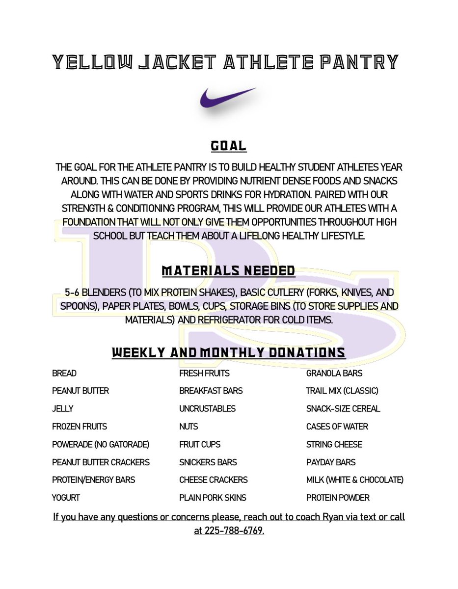 We are really excited about starting this project, please if you can get involved contact @CoachJoe_Ryan and help us strengthen the foundation of not just Yellow Jacket Football but all of DSHS athletics! #W1NasONE