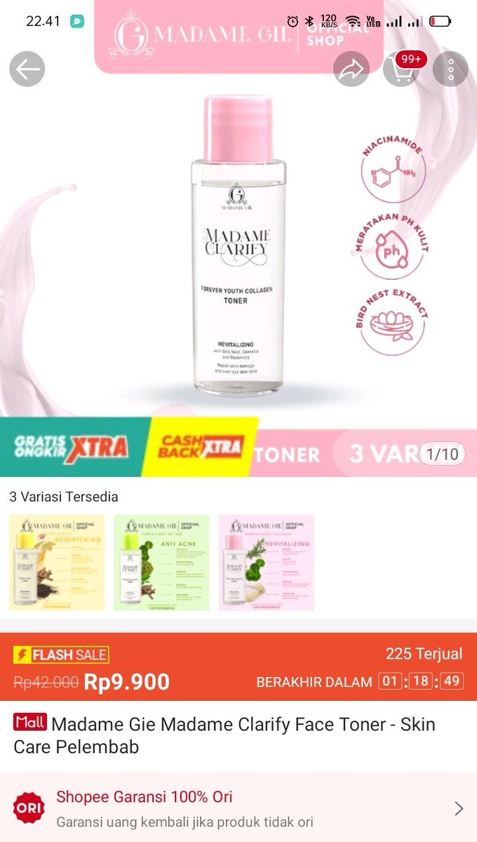 hepiicheese's tweet image. Shopee mall Falsh Sale⚡: Madame Gie Madame Clariry Face Toner -  Skin Care Pelembab 

Beli disini : shope.ee/30ITUxo4UC 

#falshsale #shopee #madamegie
