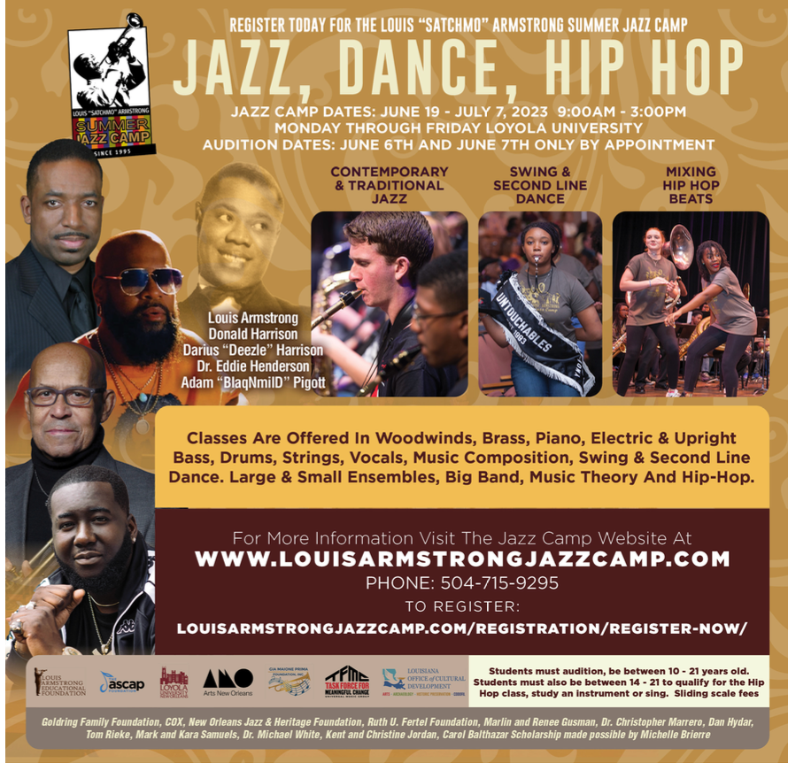 Register now! louisarmstrongjazzcamp.com