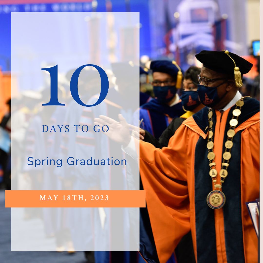 GravesSchool's tweet photo. Only 10 more days until you walk the stage! 

We are excited to honor such innovative, impactful, and successful students. We have reached the light at the end of the tunnel. 

Tag your favorite #BIGGRAVES graduate below as we countdown until the big day. https://t.co/2IDHyiZHn6