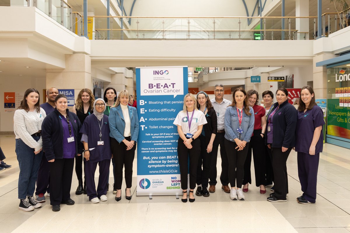 CancerInstIRE's tweet photo. Our incredible gynaecology team of clinicians, nursing professionals, researchers, administrators all promoting World Ovarian Cancer Day #ThisIsGo #WOCD2023 #NoWomanLeftBehind https://t.co/oGYHNLvbZ7