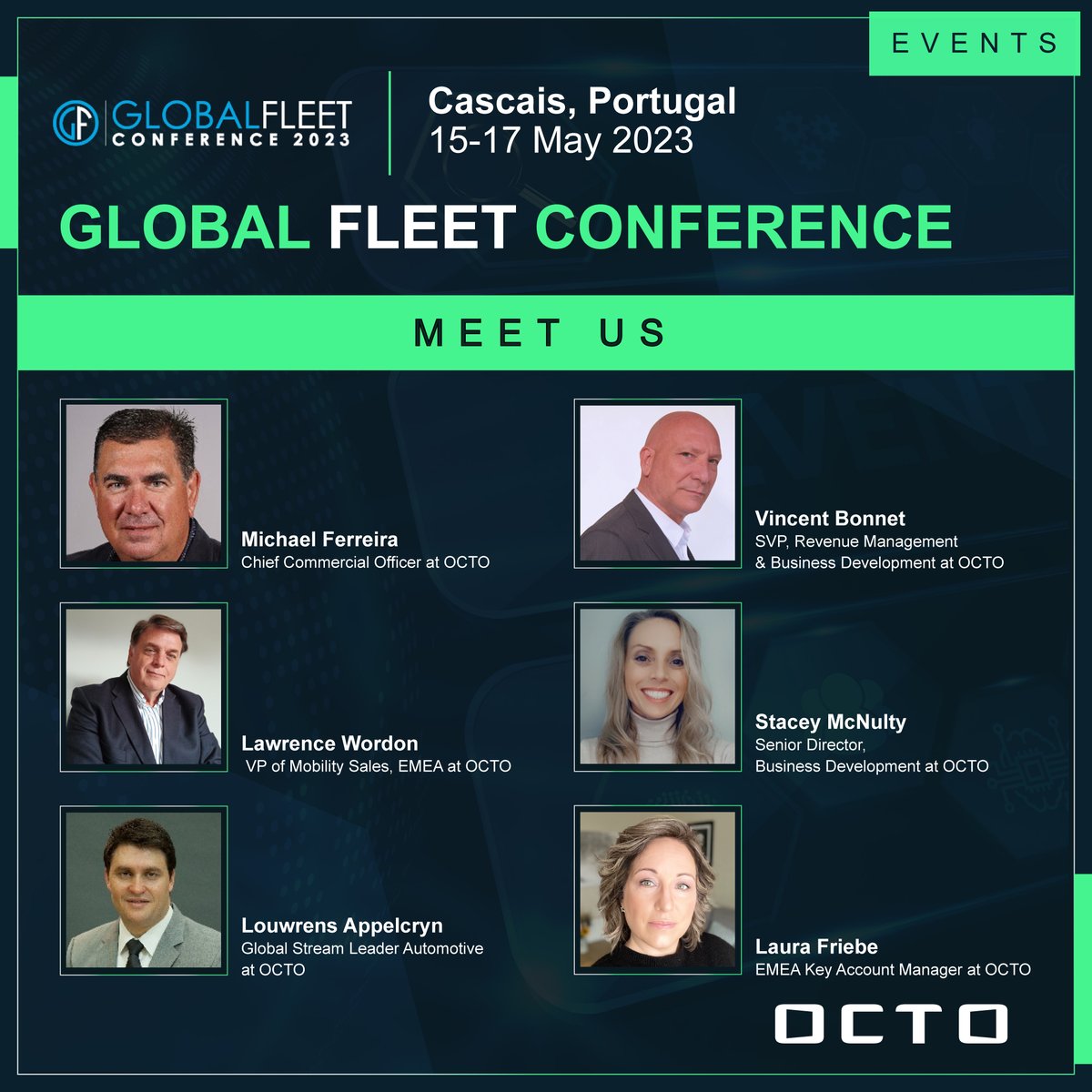 🚀 Global Fleet Conference 2023 is just one week away!
We look forward to participating in this 3-day event of which #OCTO is a proud sponsor! 
Stop by the OCTO booth to meet our team and discuss why now is the best time to explore fleet connectivity.

#GFC2023 #iot #telematics