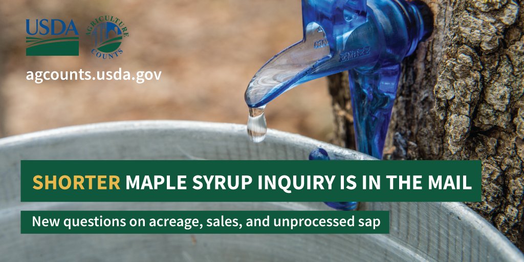 National Agricultural Statistics Service (@usda_nass) on Twitter photo ❗ Changes to the 2023 Maple Syrup Inquiry were the result of the maple industry’s suggestions to #NASS. Respond to the shorter survey online at agcount.usda.gov. ❗ Changes to the 2023 Maple Syrup Inquiry were the result of the maple industry’s suggestions to #NASS. Respond to the shorter survey online at agcount.usda.gov.