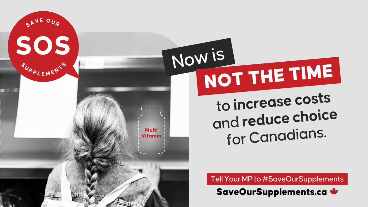 Regulating vitamins and supplements as pharmaceutical drugs will mean many natural products Canadians love will no longer be available. If you care about natural products, act NOW and tell your MP to #SaveOurSupplements at saveoursupplements.ca