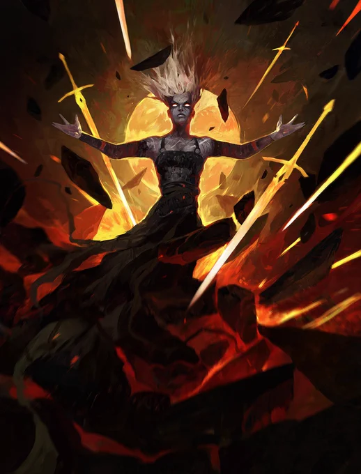 This is 'Nahiri, Forged in Fury' made for #magicthegathering #marchofthemachine The Aftermath.  It was a lot of fun creating such an iconic character and I got to draw a lot of swords ;) Thanks to Tom Jenkot, AD. #mtg