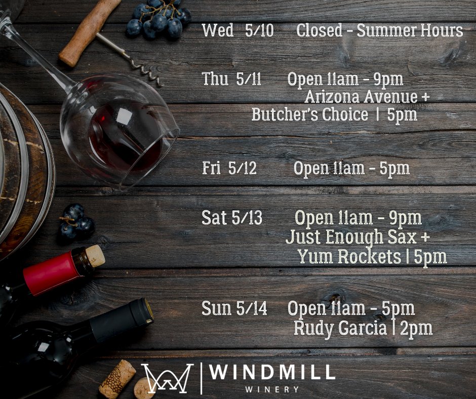 Windmill_Winery's tweet image. Woah! 🤩 Have you heard about all the amazing things happening at The Windmill this week?! Don't miss out! 🎉 Come out this week and make some memories with us! 🤗 #thewindmill #makememories #funevents

Find a full list of our events on our website at ow.ly/z8jw50OgmpR