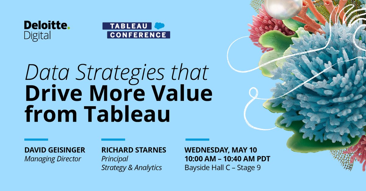 DeloitteDigital's tweet photo. The 2023 @Tableau Conference with @Salesforce begins tomorrow in Las Vegas! 

Join our session on May 10 to learn how our professionals derive maximum value from their data strategies. 
Add to your agenda below. 👇 #Data23 #DeloitteDigital 

https://t.co/engVCTvvYi https://t.co/wSS8ypM2rX