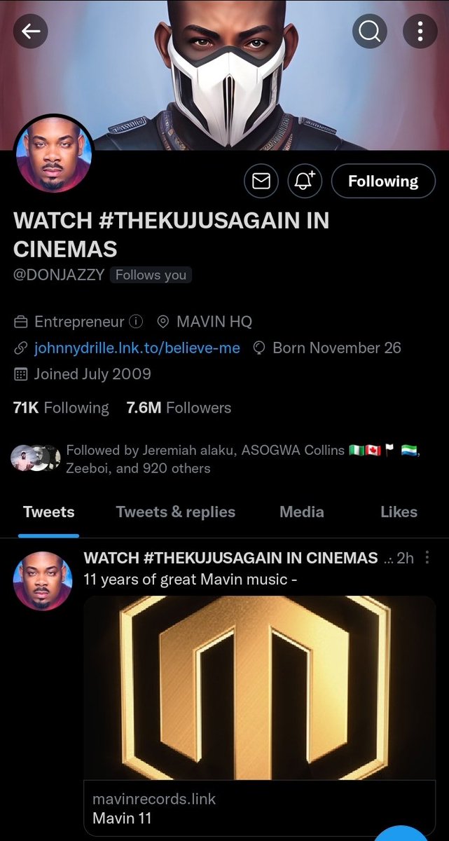 _BouncingBaby's tweet photo. MANY ARE "FOLLOWING" BUT ONLY FEW ARE BEING "FOLLOWED"... FROM THAT DAY I KNEW IT WAS DIVINE 💥☝🏾
THANK YOU FOR CHOSING TO FOLLOW ME BACK SINCEEE 4RM WAY BACK[NO BE 2DAY], NO BE MISTAKE. AND I NO DEY TAKE AM FOR GRANTED 🤲🏾💯‼️

#Congratulations 
#Mavinis11 https://t.co/9Eh5ZRPybj