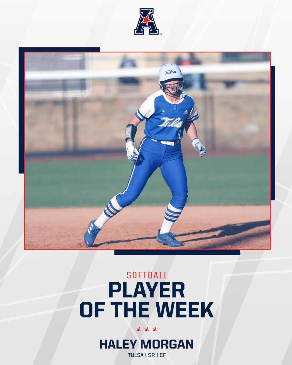 𝗣𝗟𝗔𝗬𝗘𝗥 𝗢𝗙 𝗧𝗛𝗘 𝗪𝗘𝗘𝗞

Haley Morgan helped guide @TulsaSoftball to a sweep over East Carolina, averaging .500 and slugging 1.500 while hitting two home runs and driving in 7 RBI!

#AmericanSB