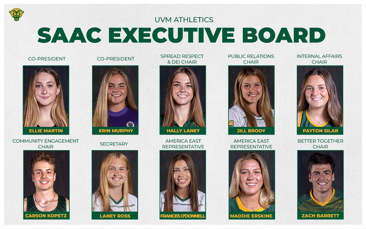 As the academic year wraps up we're excited to announce the UVM Athletics Student-Athlete Advisory Council Executive Board for the 2023-24 campaign.
#LetsRally