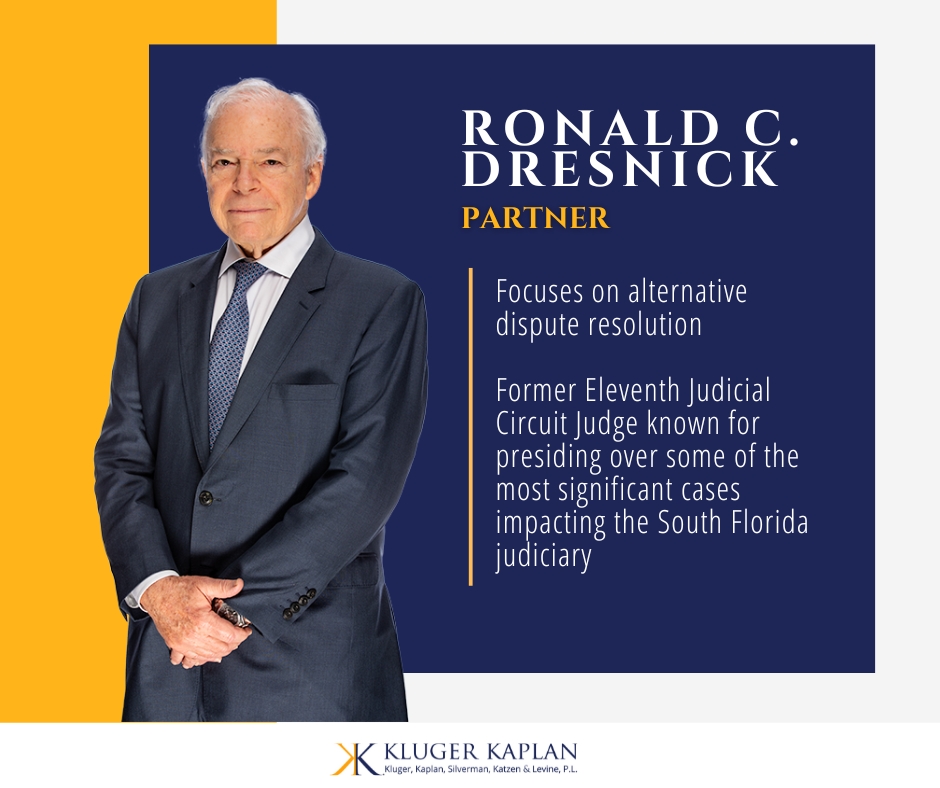 ToddLevine10's tweet photo. RT KlugerKaplan: Meet Judge Dresnick, #KlugerKaplan Partner and former Eleventh Judicial Circuit Judge. With two decades of experience presiding over #SouthFlorida’s most complex and precedent-setting cases, Judge Dresnick focuses on #ADR. Learn more abo… https://t.co/hm318c9X4j