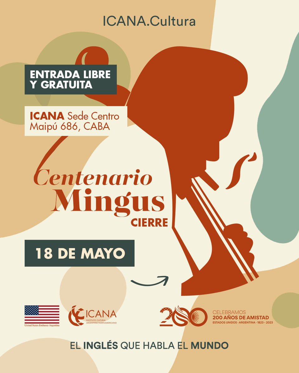 ¡Para todos los amantes del jazz! Ya llega el cierre de Festival Centenario Mingus 🎷🎺

📆 Jueves 18 de Mayo a las 18:00 hs., en ICANA Sede Centro (Maipú 686)
📌No se requiere inscripción previa.

Te dejamos toda la info: instagram.com/p/CrrNfkqOg_y/…

#jazz #FestivalMingus