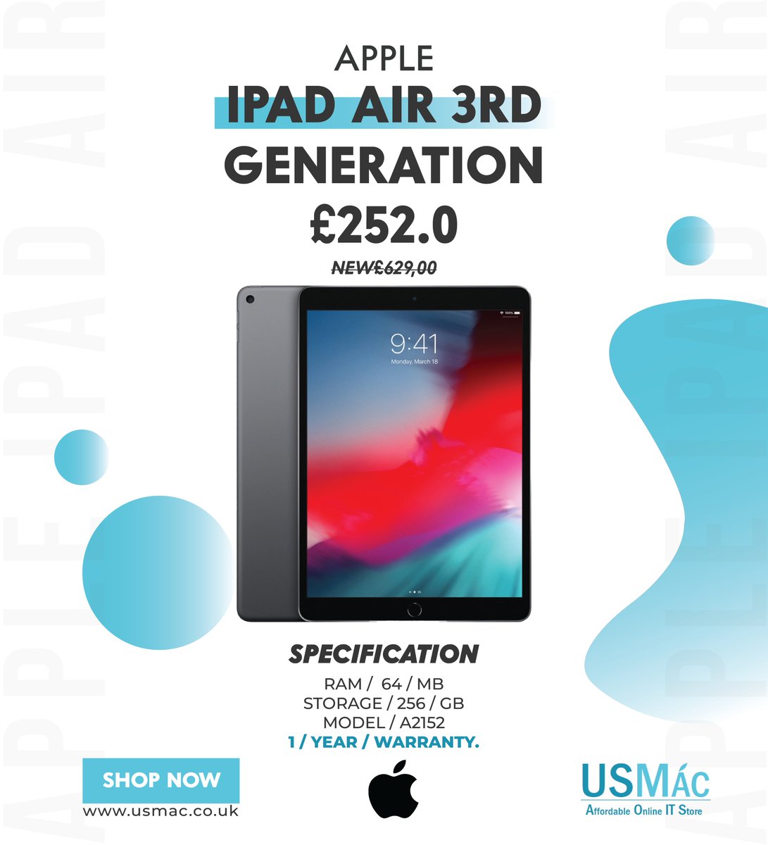 usmac7's tweet photo. 📱🌟: Introducing the Amazing iPad Air 3rd Generation!🌟📱
👋 Hey there, tech enthusiasts and Apple lovers! We're thrilled to unveil the breathtaking iPad Air 3rd Generation, designed to revolutionize your digital experience like never before!
 #TechMagic #iPadAir3 #ipad #usmac https://t.co/amWyI1cffa