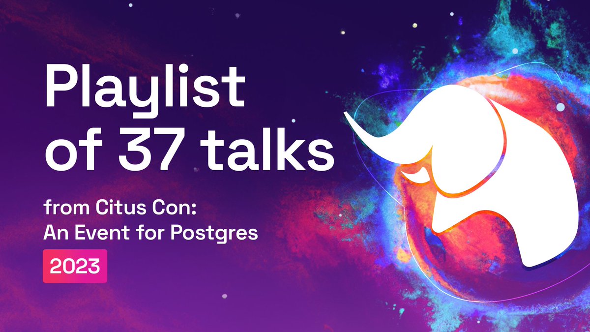 Watch now! 📺 All 37 @PostgreSQL & Citus database talks from #CitusCon 2023 are now published on YouTube—including livestream talks by @simonw @marcoslot @cyberdemn @JelteF @melanieplageman @MengTangmu @naisilapuka @pamelafox & more aka.ms/cituscon-playl…