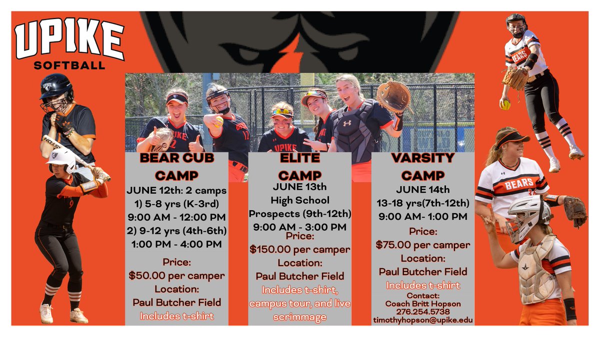 Camp dates have been announced!
Register today! 👇
timothyhopson.wixsite.com/upike-softball