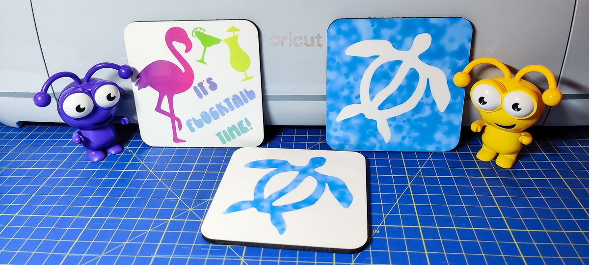 TammyLynn_17's tweet photo. I've learned a new trick!! Heat sublimation ink onto drinks coasters. The turtle was @PeterKVT80 idea, and reminiscent of Hawaiian Petroglyphs. The other was my idea.
#Cricut #CricutMaker #CricutMaker3 #Hawaii #Honu #Turtle #SeaTurtle #Petroglyph #Sublimation #HeatSublimation https://t.co/nZo3Gh6MOU