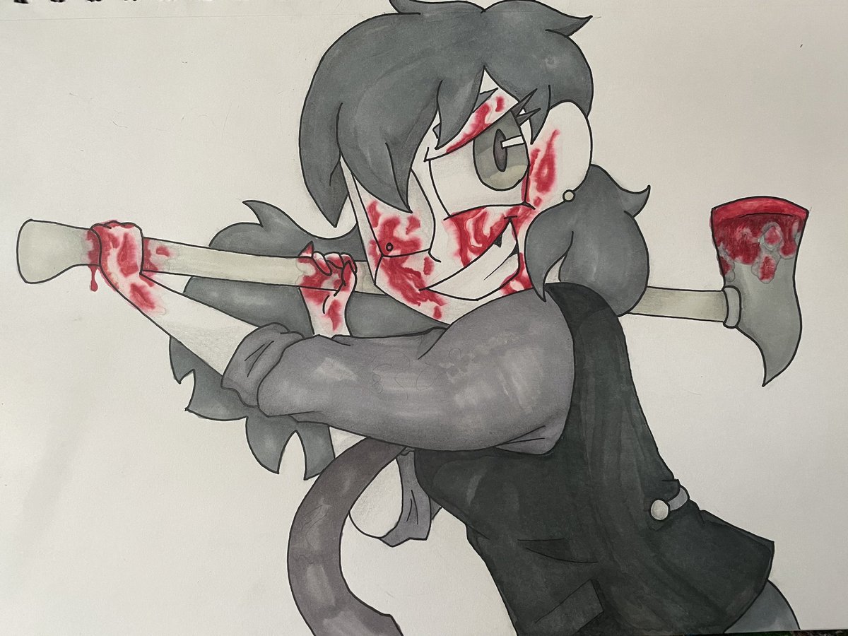 WayWillis's tweet image. I have lots of old drawings I should post.
I colored this and someone suggested to add blood.