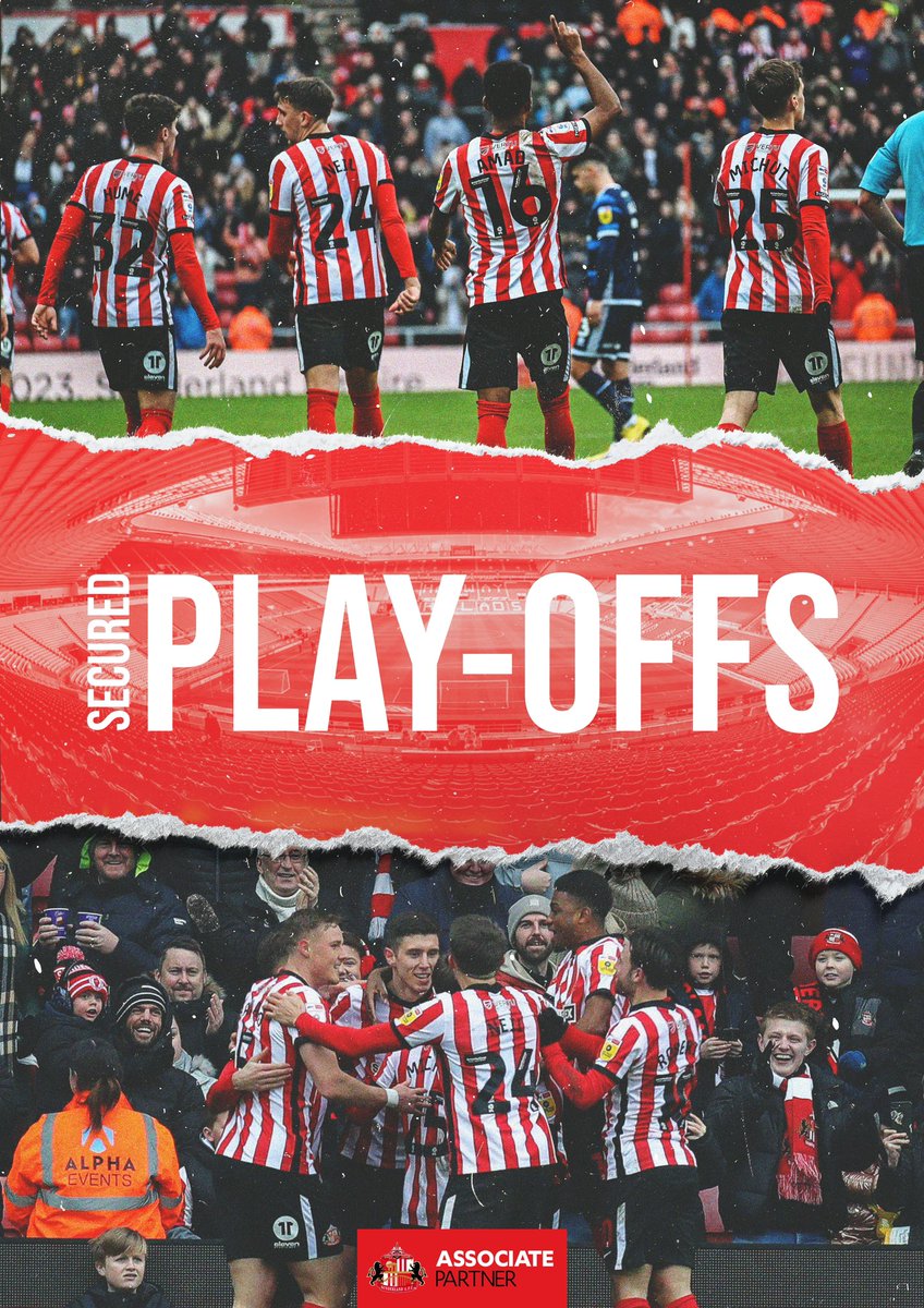 𝗣𝗹𝗮𝘆-𝗢𝗳𝗳𝘀 𝗦𝗘𝗖𝗨𝗥𝗘𝗗. 👊 Everyone at the Sunderland Associate Partnership would like to congratulate Tony Mowbray and the players, as well as everyone connected to the Club for securing a spot in the Championship Play-Offs! #SAFC #Partnership #Sunderland #NEBusiness