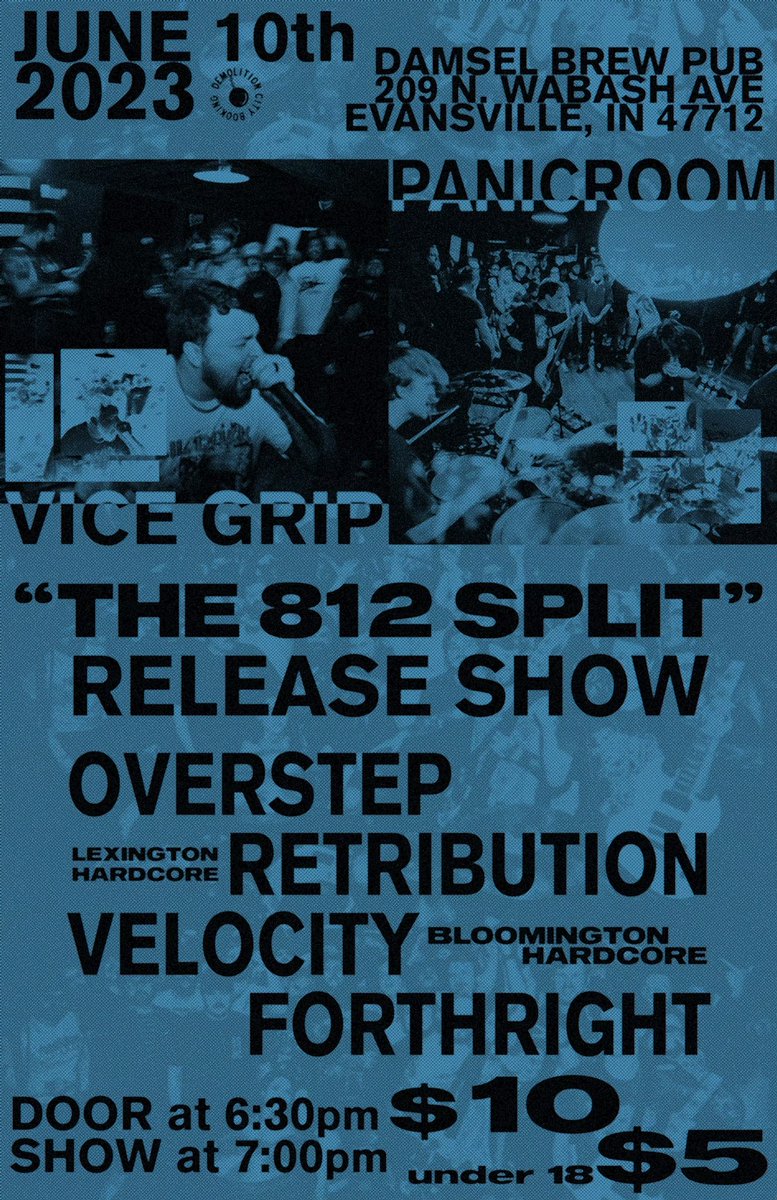 ViceGrip812's tweet photo. 6/10 we’re releasing a split with our brothers in PANICROOM, come celebrate. https://t.co/45HvdkqcKm