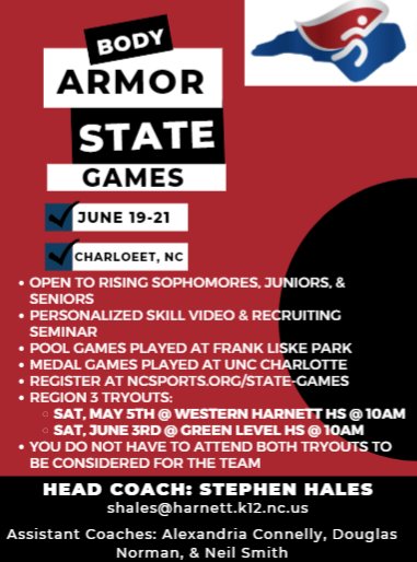 ‼️Rising sophomore, junior, & senior softball players, have you registered to participate in the Body Armor State Games yet?‼️