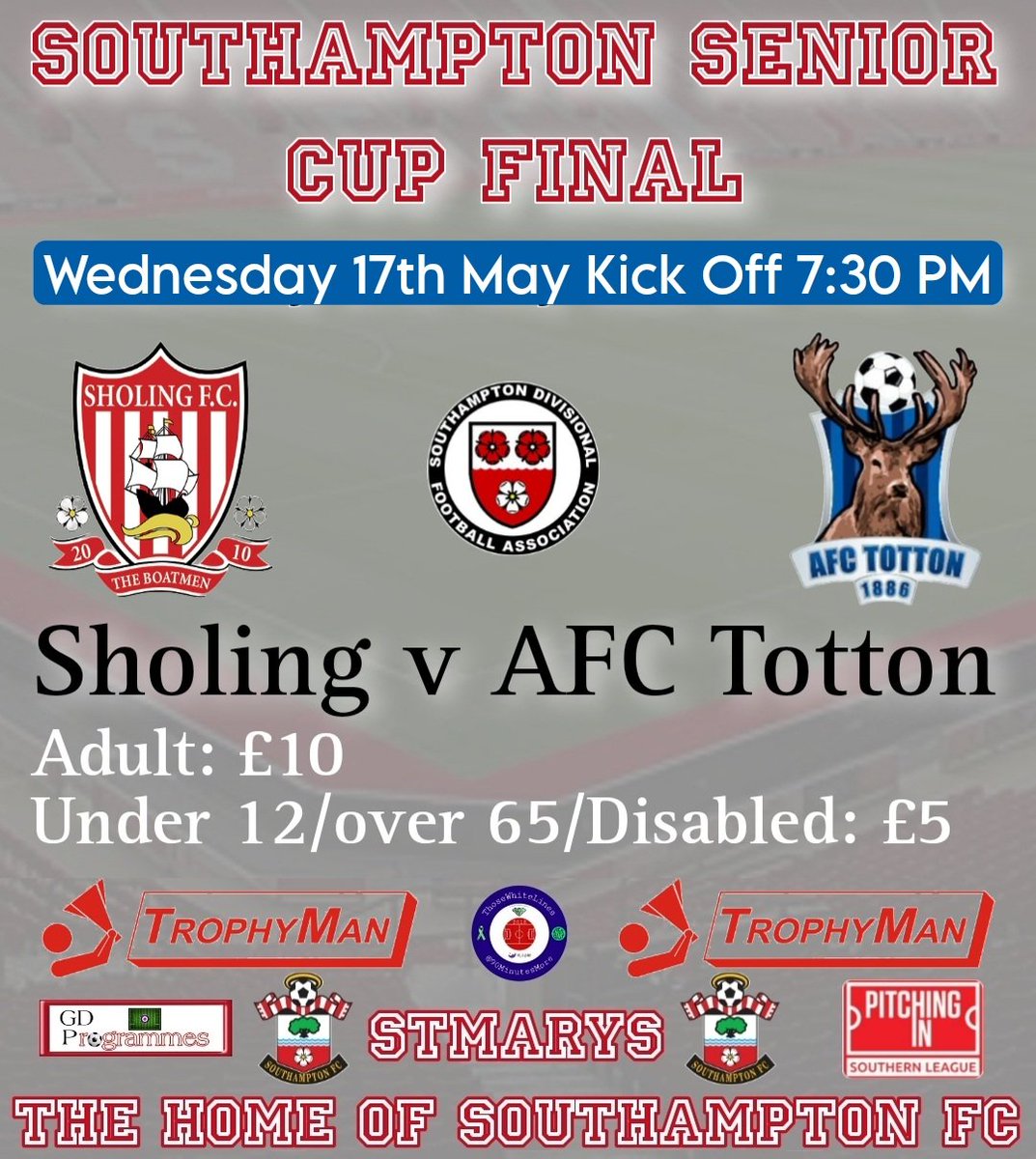 ThoseWhiteLines (@thosewhitelines) on Twitter photo <a href="/SotonDivFA/">Southampton Div FA</a> Senior Cup Final
<a href="/sholingfc/">Sholing FC</a> v <a href="/AFCTotton/">AFC Totton ⚽️🦌</a>
At St Mary's <a href="/SouthamptonFC/">Southampton FC</a>
tickets.southamptonfc.com/selection/even… <a href="/SotonDivFA/">Southampton Div FA</a> Senior Cup Final
<a href="/sholingfc/">Sholing FC</a> v <a href="/AFCTotton/">AFC Totton ⚽️🦌</a>
At St Mary's <a href="/SouthamptonFC/">Southampton FC</a>
tickets.southamptonfc.com/selection/even…