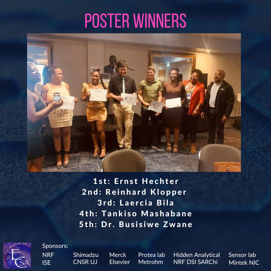 Thank you to all delegates, organizers and sponsors who made the 6th International Symposium on  Electrochemistry such a success! Well done to the poster prize winners. #electrochemistry #saci #chemistry #research