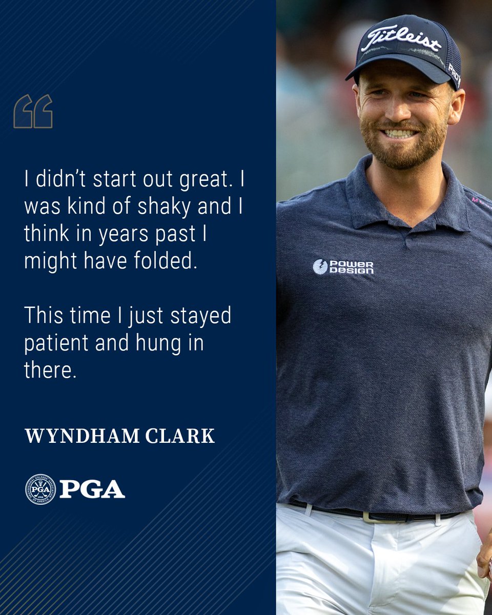 PGA of America (@pga) on Twitter photo No matter the circumstance you face on the golf course...Don't give up. Don't fold.
— Just like <a href="/Wyndham_Clark/">Wyndham Clark</a>.
#MondayMotivation No matter the circumstance you face on the golf course...Don't give up. Don't fold.
— Just like <a href="/Wyndham_Clark/">Wyndham Clark</a>.
#MondayMotivation