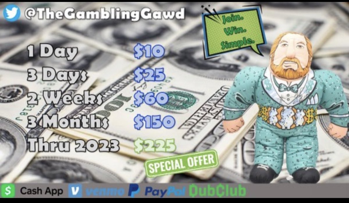🔥🔥THE PICKS ARE IN🔥🔥
🚨MONEY MONDAY CARD HAS BEEN SENT AFTER BEING IN THE LAB ALL NIGHT! 6 5U PLAYS IN NBA/PLAYER PROP/NHL/MLB🚨
‼️‼️‼️‼️‼️‼️‼️‼️‼️‼️‼️
JOIN🤑WIN🤑SIMPLE🤑