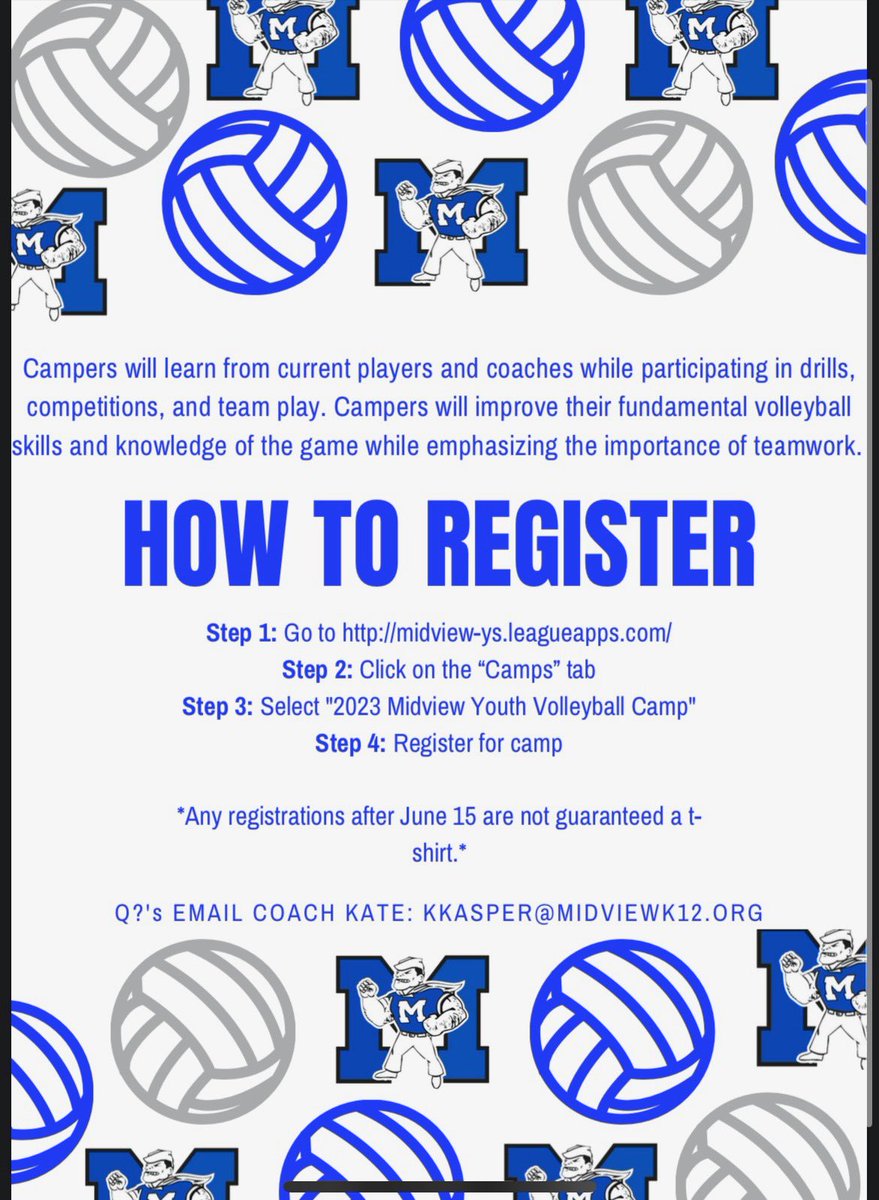 MiddieVball's tweet photo. Also come join us for our youth volleyball Camp on June 26th! https://t.co/iClsBRZFFd
