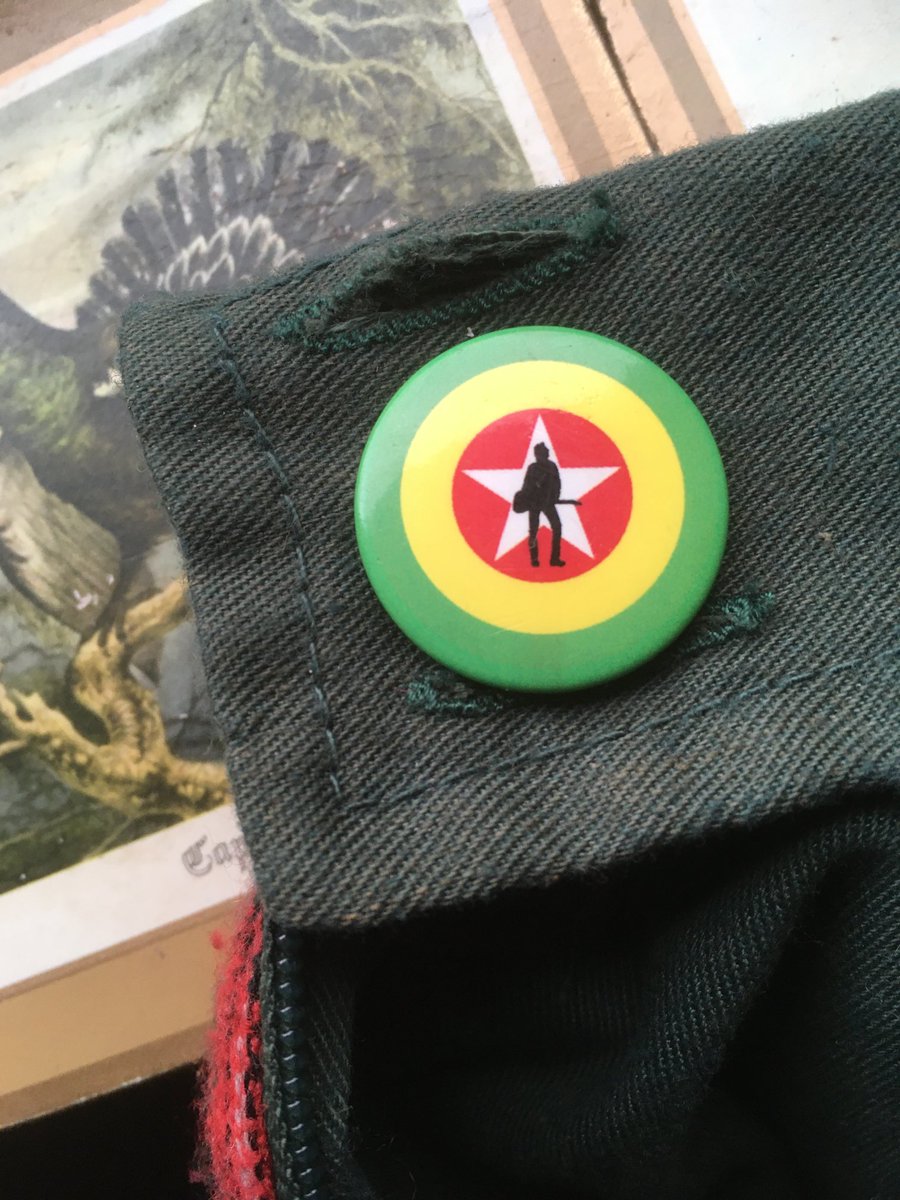 A strong gust of wind blew us into a pub in Todmorden earlier. As we were leaving, an old very hippy looking bearded gentleman points and shouts “Strummerville!!” on spying my badge. Turns out the chap was one of the original Strummerville crew. Badges are little semaphores…