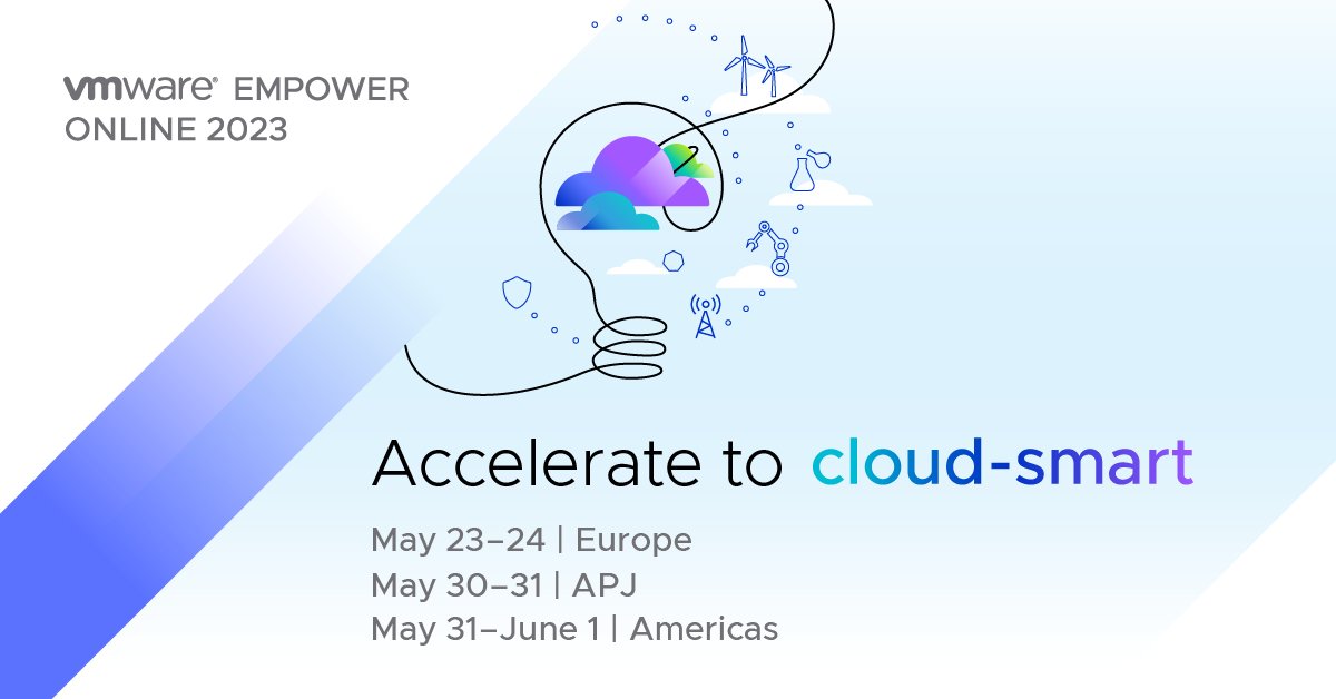 VMwareEMPOWER's tweet photo. No matter your focus area, #VMwareEMPOWER Online 2023 has you covered, with sessions on app platform, cloud infrastructure, networking, anywhere workspace, security and partner success acceleration. Register today and browse the content catalog: https://t.co/HQToS8vxH5 https://t.co/Zz9yAycFVa