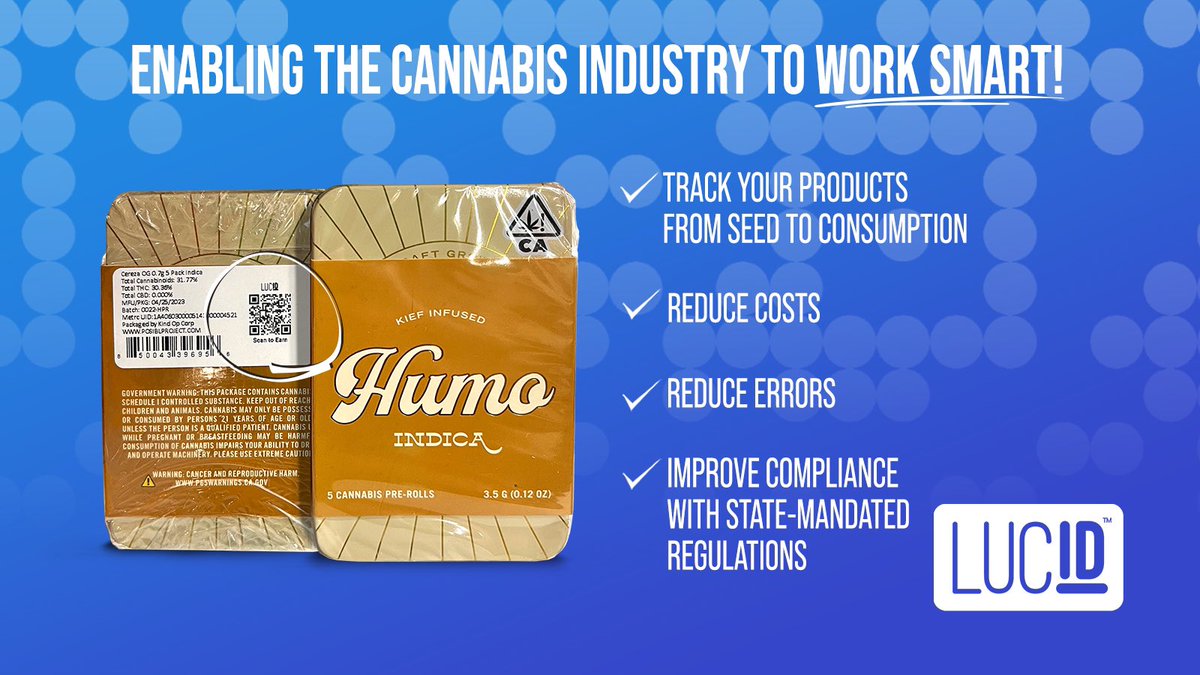 Are you struggling to manage your cannabis supply chain efficiently? 

LucidID, our smart QR code, can help! 

With LucidID, you can easily track your products from seed to consumption, reduce costs, errors and improve compliance with state-mandated regulations.