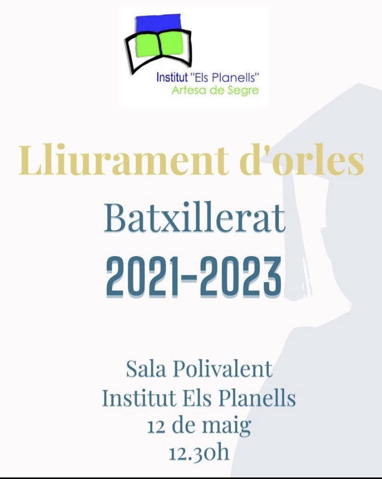 El divendres, 12 de maig, es durà a terme el lliurament de les orles de de Batxillerat. Us hi esperem, famílies! ⠀
#batxillerat #orles #rectafinal #promoció2123