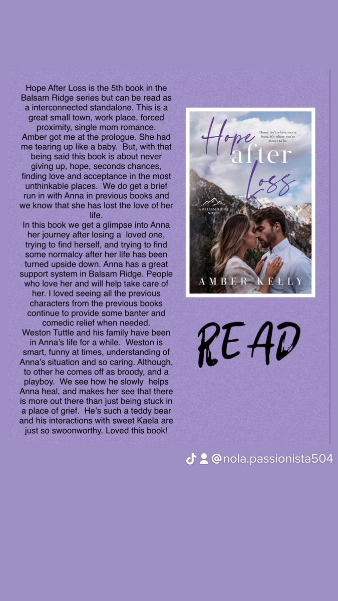 Out NOW, Hope After Loss by <a href="/AuthorAmberKel1/">Author Amber Kelly</a>. Loved this small town romance. Check it out on Amazon and KU. <a href="/wordsmithpublic/">Wordsmith Publicity</a>