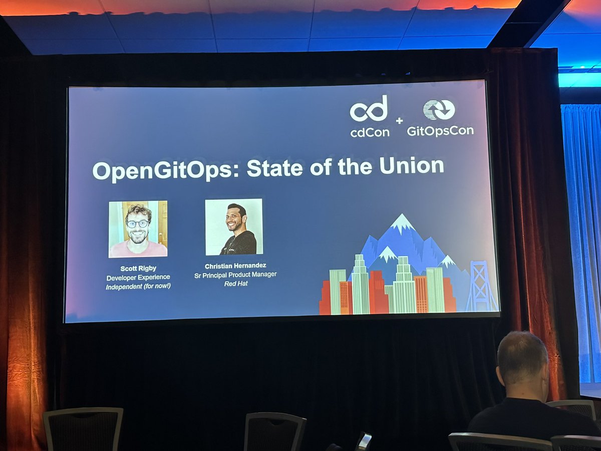 JenInnovate's tweet image. .@r6by  and @christianh814 give a State of the Union around @OpenGitOps at #CDCon and #GitOpsCon. #gitops #opensource #cd @redhatopen #vancouver #redhat