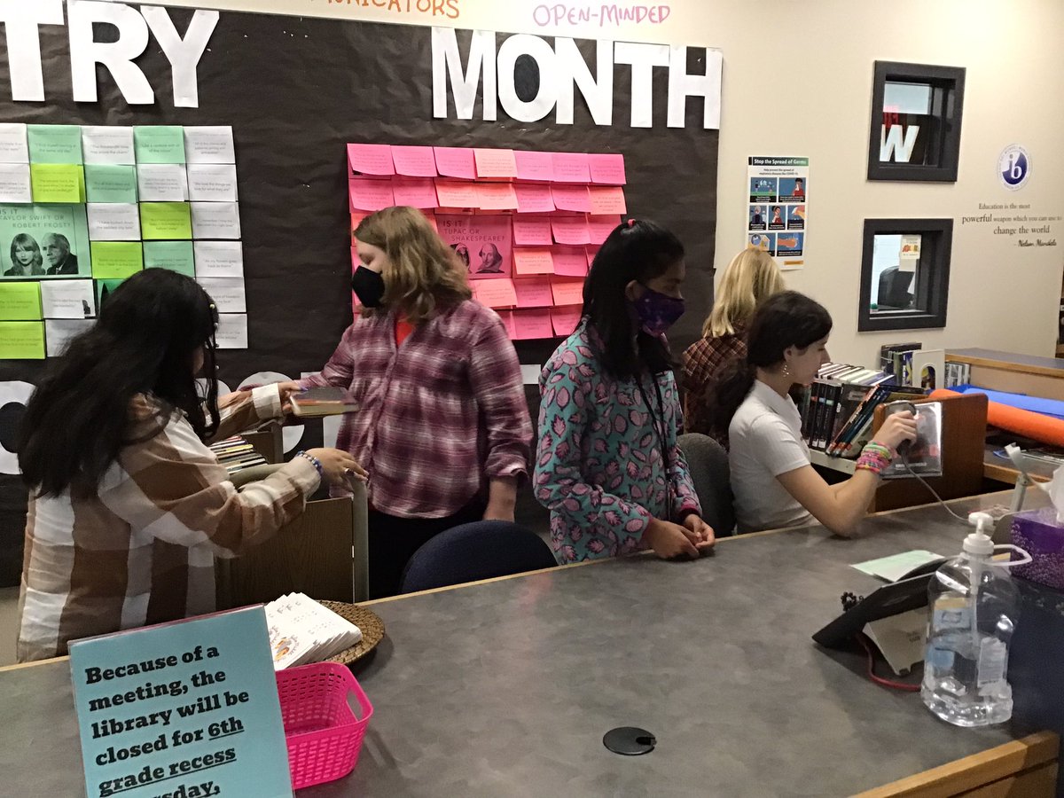 The Julian Library Advisory Board is finally up &amp; running! Students are making displays, checking books in, &amp; shelving. Soon they will help me make decisions about library programming &amp; more. I’ve been dreaming of this for years! #tweens #libraries97 <a href="/OakPark97/">Oak Park District 97</a> #julianworks