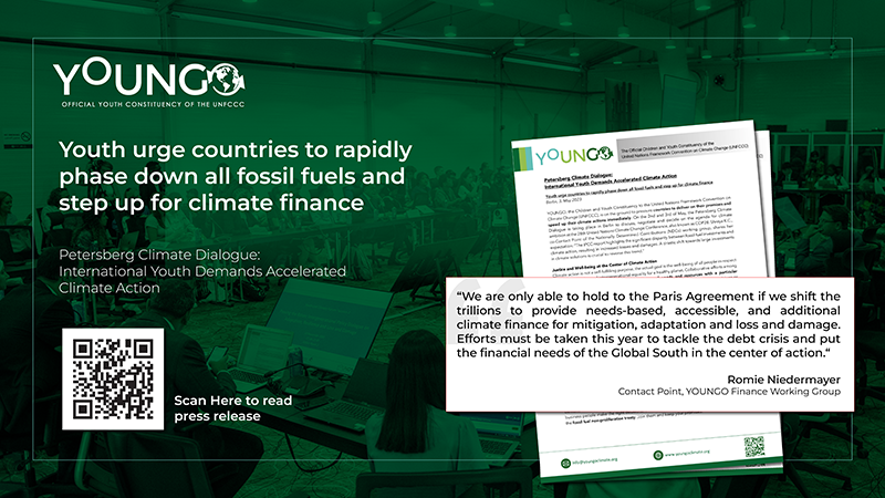 At the recent #Petersberg Climate Dialogue, young ppl urged Member States to mobilize efforts towards phasing out &amp; cutting down on fossil fuel subsidies and scaling up climate finance to support climate adaptation ✊

Learn more ➡️ drive.google.com/file/d/1T8Frvw…

@IYCM