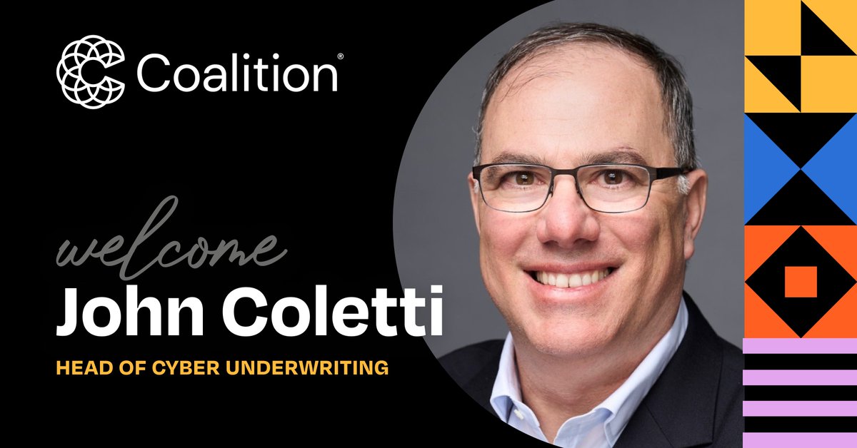 We’re excited to welcome John Coletti to #OurCoalition!

John joins us as our Head of Cyber Underwriting and will focus on delivering best-in-class cyber underwriting while working closely with our Risk Management team to set our global underwriting and pricing standards.