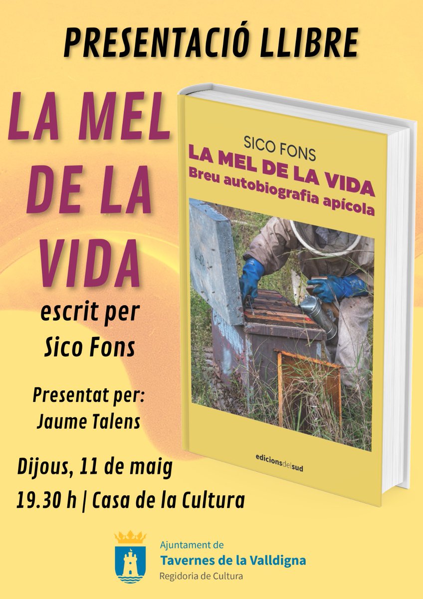 👉 És possible una autobiografia o unes memòries ❓
👉 Es pot donar una presentació i a la vegada una tertúlia literària❓
 
📙 Presentació del llibre de <a href="/SicoFons/">Sico Fons</a> a #Tavernes de la #Valldigna‼️

🐝💐🍯 <a href="/AjunTavernesV/">Ajuntament Tavernes de la Valldigna</a> <a href="/culturatavernes/">Casa de la Cultura Tavernes de la Valldigna</a> <a href="/BiblioTavernesV/">Biblioteca Tavernes</a> <a href="/EdicionsdelSud/">Edicions del Sud</a> <a href="/saforissims/">Saforíssims</a>