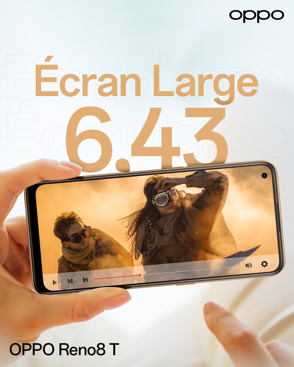 OPPOMorocco's tweet photo. #OPPO #Reno8T vous assure un visionnage de haute définition grâce à son écran large de 6.43”.
#Smartphone #Technology #EcranLarge #OPPOMaroc https://t.co/roEawm2vVb