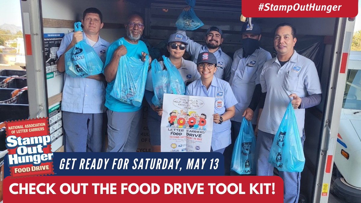 NALC_National's tweet image. The #StampOut Hunger Food Drive is coming up THIS SATURDAY! Branches, are you ready? Check out the following article from the May issue of The Postal Record or go to nalc.org/food to learn more about how to prepare for Food Drive Day and after: nalc.org/news/the-posta…