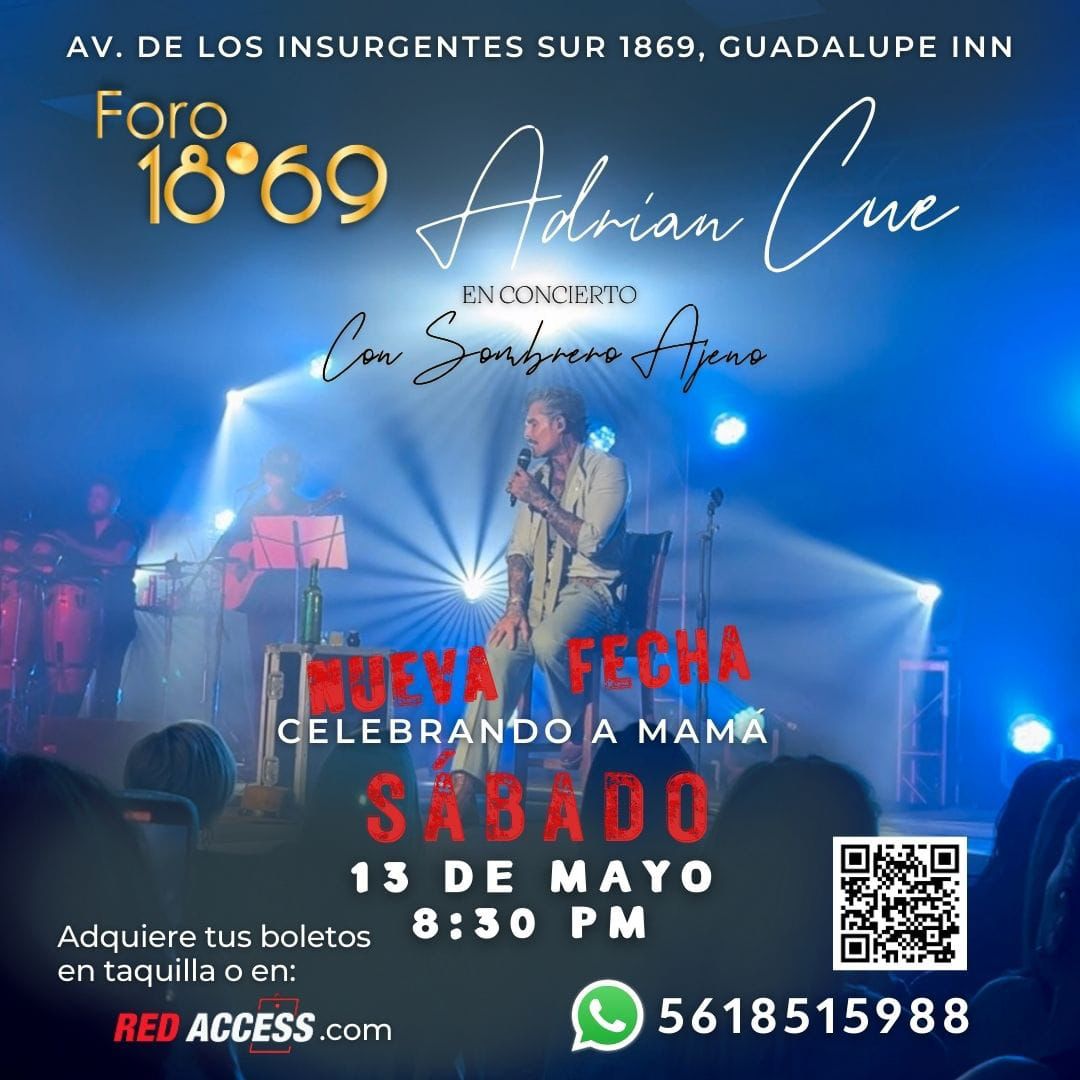 Apoyemos a mi hermano <a href="/AdrianCueOf/">Adrián Cué</a>  este 13 de Mayo y festejemos a nuestras mamis con este súper concierto, está increíble!!!!! para que recuerden todas  las fans de <a href="/GrupoMercurio/">Mercurio [Oficial]</a>   sus buenas epocas en el grupo, promoción si compras 8 boletos te regalan 2!!!!! no se lo pierdan