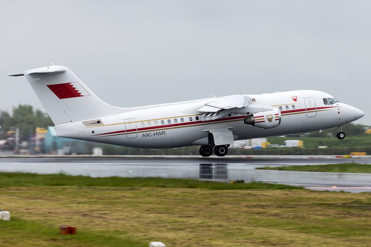 Charles022's tweet photo. Some of the dignitaries for the King's Coronation departing a soggy @STN_Airport this weekend. As usual the British weather was on top form! #KingCharles #Coronation #aviationdaily #aviationphotography #aviation https://t.co/5W6nqKZzce