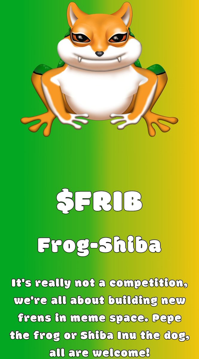 *FAT ALPHA CALL*

<a href="/FribCoin/">Frib Coin</a>

This just got Stealth Launched! Big Marketing is coming. Get in while you can! 

Contract:
0x073341d5d232f6b816c4dfb85181fcee35d896c3

Chart:
dextools.io/app/en/ether/p…

#BullishAF on this one Folks! 

Telegram:
t.me/FribCoin

#Gem $Frib #Meme