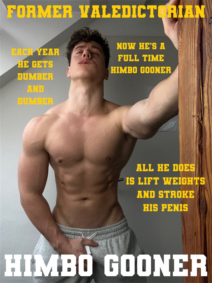 CapsGoon's tweet photo. Former ValeDICKtorian 🍆 Each Year he gets dumber and dumber…now he’s a full time himbo gooner 💪🏻 😵‍💫 All he does is lift weights and stroke his penis #himbo #dumb_ratboy #DumbPrince #MUSCLEGOD #MuscleMan #muscleflex #musclebutts #batecum #goons #goon https://t.co/wu7zmZ1H3I