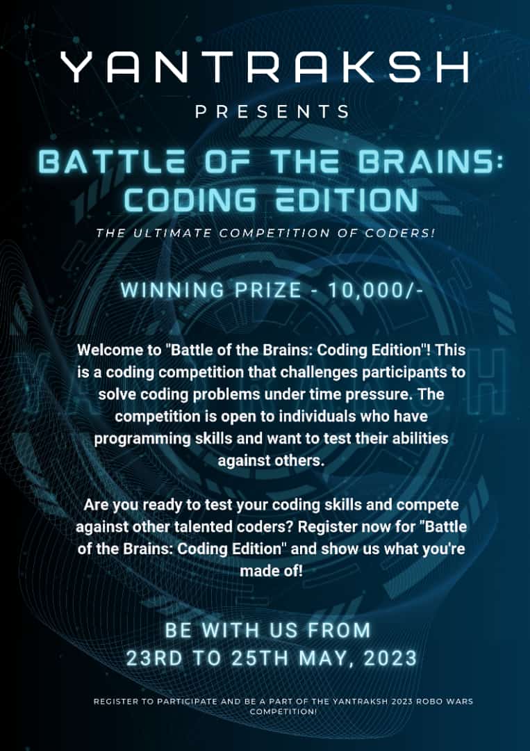 techaus_fest's tweet photo. To register for BATTLE OF BRAINS: CODING EDITION , click the link given below https://t.co/qffjmOV86O 
#tech #techfest #fest #assamuniversity #assam #Trending #challenge #viral #technology #robowar #Competition #hackathon #Like #share https://t.co/OBS7dPTov2