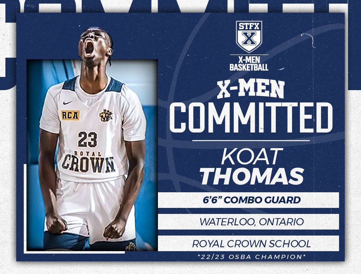 StFXAthletics's tweet photo. Coach Vernon and X-Men Basketball are excited to announce the commitment of Koat Thomas for the 2023-24 season! #goxgo https://t.co/gwzdLLuDc8