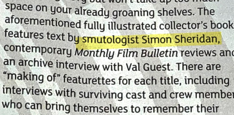 One of the reviews of my new #Saucy70s blu-ray boxset from the fantastic @88_Films describes me as a #smutologist. That's a first for me. #VeryProud